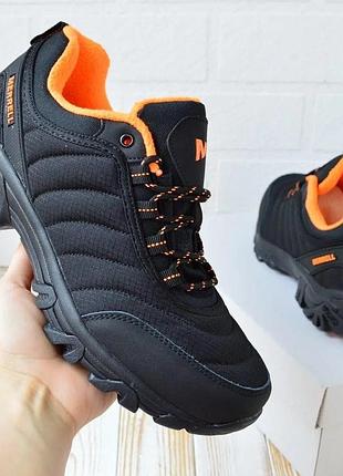 Кроссовки merrell термо gore-tex мужские чёрные оранжевые меррелл зимние гортекс (размеры: 41,42)