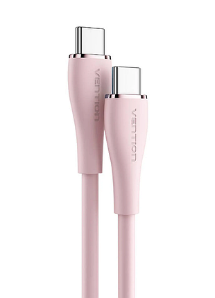 Кабель vention usb 2.0 c male to c male 5a cable 1m pink silicone type (tawpf)