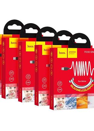 Кабель hoco x21 plus usb to micro 2.4a, 1m, silicone, silicone connectors, black+white 2
