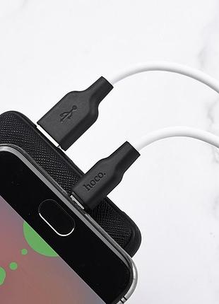 Кабель hoco x21 plus usb to micro 2.4a, 1m, silicone, silicone connectors, black+white 4