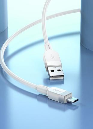 Кабель hoco x109 energy silicone charging data cable micro(l=1m) white 5