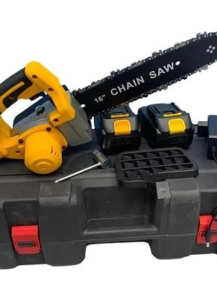 Аккумуляторная цепная пила electric saw 16 дюймов в чемодане + 2 аккумулятора мощная электропила nd-16