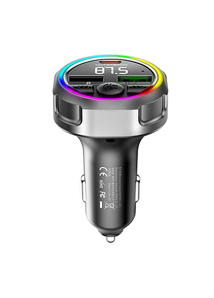 Азп з fm-модулятором remax 48w rgb frequency modulated call fast charging car charger cc02 tarnish