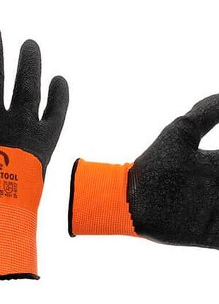 Рукавички intertool латексна спінена утеплена 10" (sp-0117) (12 шт.)
