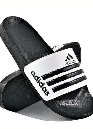 Чоловічі білі шльопанці adidas чорні сланці тапочки адідас (розмір: 45)