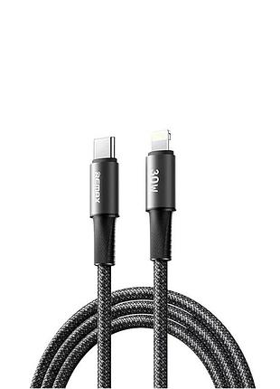 Кабель remax windspeed series fast charging aluminum alloy braided data cable cb25 (c-l) 30w - black 1.2m