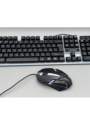 Проводная клавиатура с подсветкой + мышка xstrike x-1014 rgb usb с подсветкой