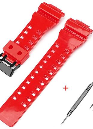 Ремешок для casio g-shock ga-100/110/120 red-glossy bk