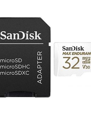 Карта памяти microsdhc (uhs-1 u3) sandisk max endurance 32gb class 10 v30 (100mb/s) (adaptersd)