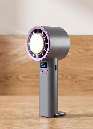 Мини вентилятор на аккумуляторе handheld fan с дисплеем xp-c01 12w, серо-фиолетовый, ручной портативный вентилятор