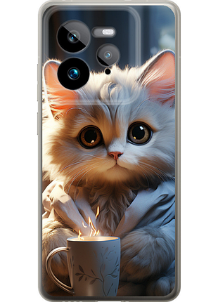 Чехол на realme gt 7 pro белый кот "5646u-3893-851"