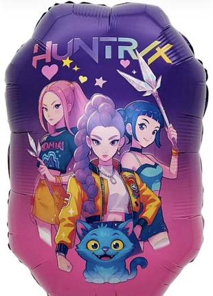 Фольгована кулька кнр (39х52 см) "k-pop demon hunters | мисливці на демонів" huntrix (з синім котом)
