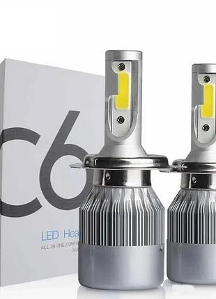 Комплект автомобільних світлодіодних led ламп з охолодженням с6 led h4 led-лампи для авто 3800 лм