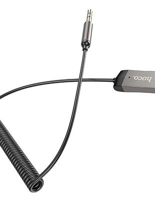 Bluetooth-ресивер hoco e78 benefit car aux bt receiver with cable black metal gray 3