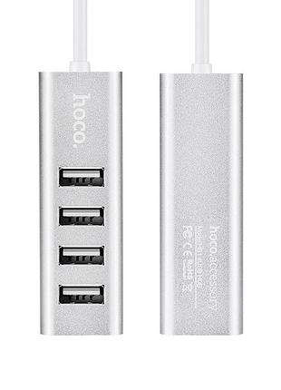 Usb-хаб hoco hb1 4usb line machine silver 2