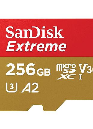Карта памяти microsdxc (uhs-1 u3) sandisk extreme a2 256gb class 10 v30 (r190mb/s,w130mb/s) (adapter sd)