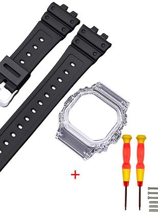 Ремінець + безель (рант) для casio g-shock gmw-b5000 black transp si
