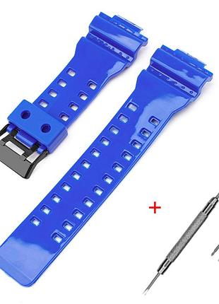 Ремешок для casio g-shock ga-100/110/120 blue-glossy bk