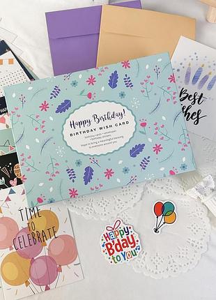 Набір вітальних листівок, 50 шт., святковий комплект «happy birthday», листівки для привітань з днем народження