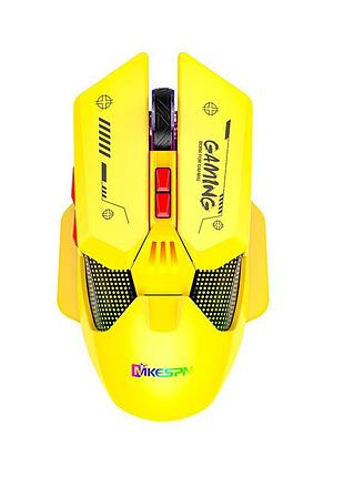 Мышь беспроводная игровая с аккумулятором и подсветкой 2.4 ghz mikespn w19 e-sports yellow