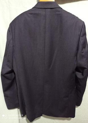 Т17. шерстяной серый пиджак в голубую полоску  удобный универсальный классический  чистая шерсть 💯2 фото