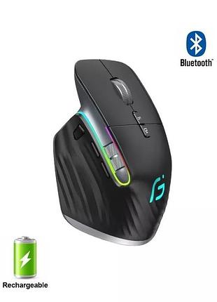 Миша бездротова ігрова безшумна з акумулятором і підсвіткою geyes m10 black 2,4g+bluetooth
