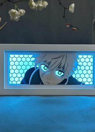 Світильник багатошаровий нічник 3d з ефектом аніме синя в'язниця: блю лок сейширо нагі blue lock seishiro nagi на пульті керування