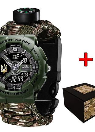 Awarder 005p трезуб золото army green паракордовый ремешок camo green + коробка.