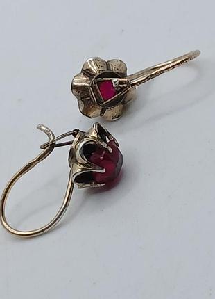 Серьги серебро рубин винтаж 3