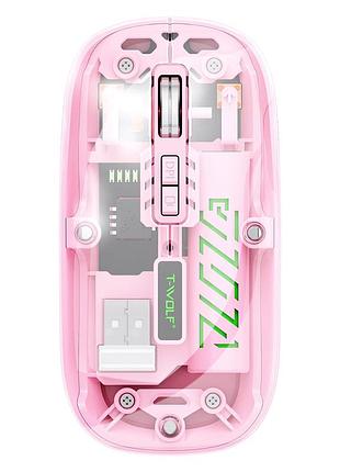 Мышь t-wolf x11 беспроводная, бесшумная с аккумулятором 2,4g+bluetooth pink