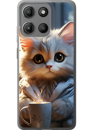 Чохол на motorola moto g15 білий кіт "5646u-3948-851"
