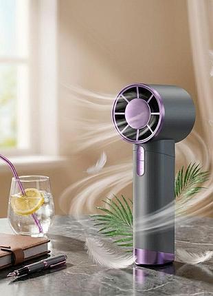 Портативный мини вентилятор на аккумуляторе wuji handheld fan ds1013, 3,8w серо-фиолетовый, ручной вентилятор