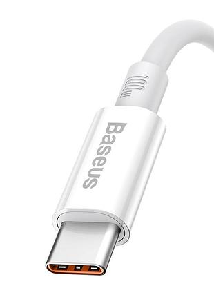 Кабель baseus superior series fast charging data cable usb to type-c 100w 2m moon white 5