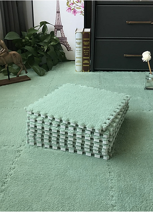 Коврик-пазл с плюшевым покрытием, термоковрик, мягкий мат детский, 120x150см, 20 пазлов, цвет зеленый
