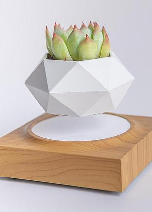 Магнитный левитационный горшок для растений hcnt magnetic levitating pot m10-fp wood grain