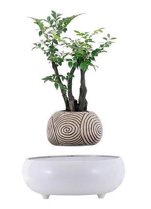 Магнитный левитационный горшок для растений hcnt magnetic levitating pot m5b-pw-t white