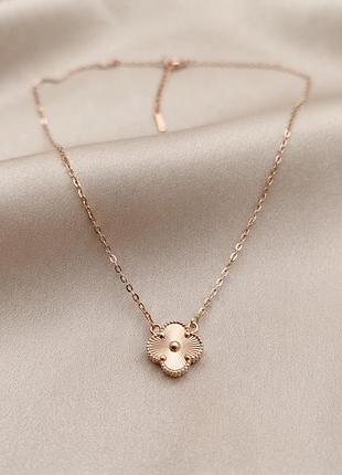 Кольє "rose gold clover" з медичної сталі xuping