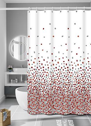 Шторка для ванни з поліестеру водонепроникна bathlux 180x180 см з кільцями, фіранка для ванної кімнати