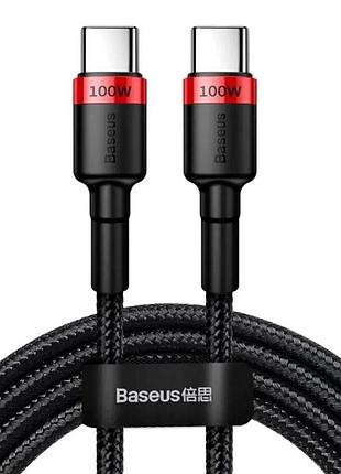 Кабель baseus cafule pd2.0 100w flash charging type-c for type-c cable (20v 5a)2m red+black