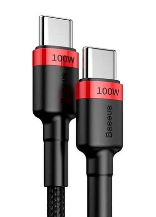 Кабель baseus cafule pd2.0 100w flash charging type-c for type-c cable (20v 5a)2m red+black 4