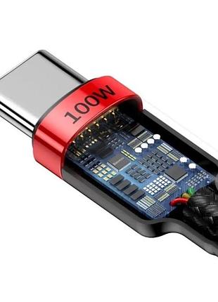 Кабель baseus cafule pd2.0 100w flash charging type-c for type-c cable (20v 5a)2m red+black 6