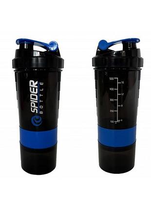 Спортивний шейкер spider ef-7200-bl 0,5 л, чорно-синій