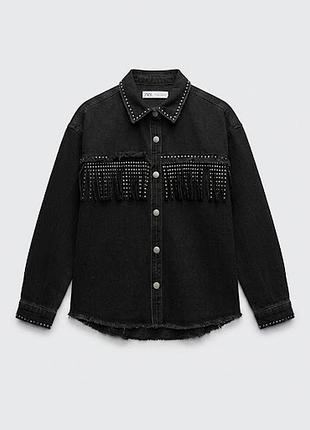 Джинсовий жакет zara з бахромою на 6 років