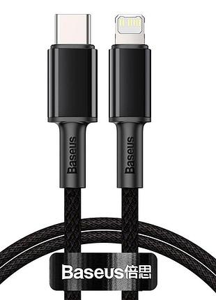 Кабель baseus high density braided fast charging data cable type-c to ip pd 20w 1m black