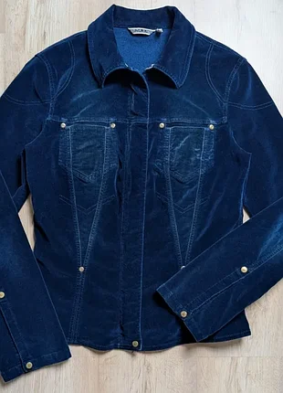 Куртка велюровая krizia jeans оригинал итальялия синяя 48 (l)
