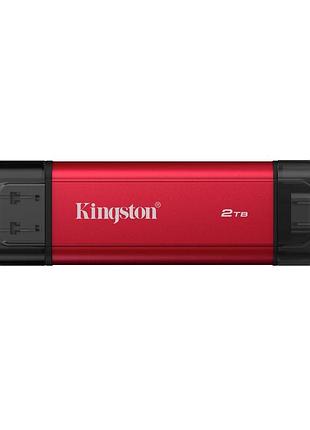 Портативный ssd kingston dual usb-a/c 2tb dual portable 1050mb/s usb 3.2 gen 2 red/black