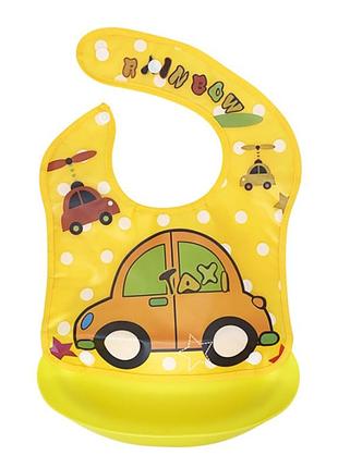 Детский слюнявчик "трактор" mgz-0602(orange car) со съемным кармашком