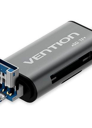 Кардрідер vention usb3.0 multi-function card reader gray metal type (cchh0) 2