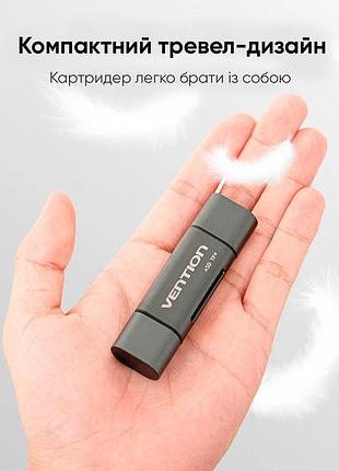 Кардрідер vention usb3.0 multi-function card reader gray metal type (cchh0) 7