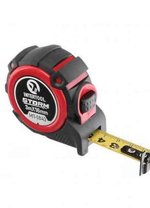 Рулетка с металлическим полотном, 3м*16мм, двухсторонняя шкала storm intertool mt-0843